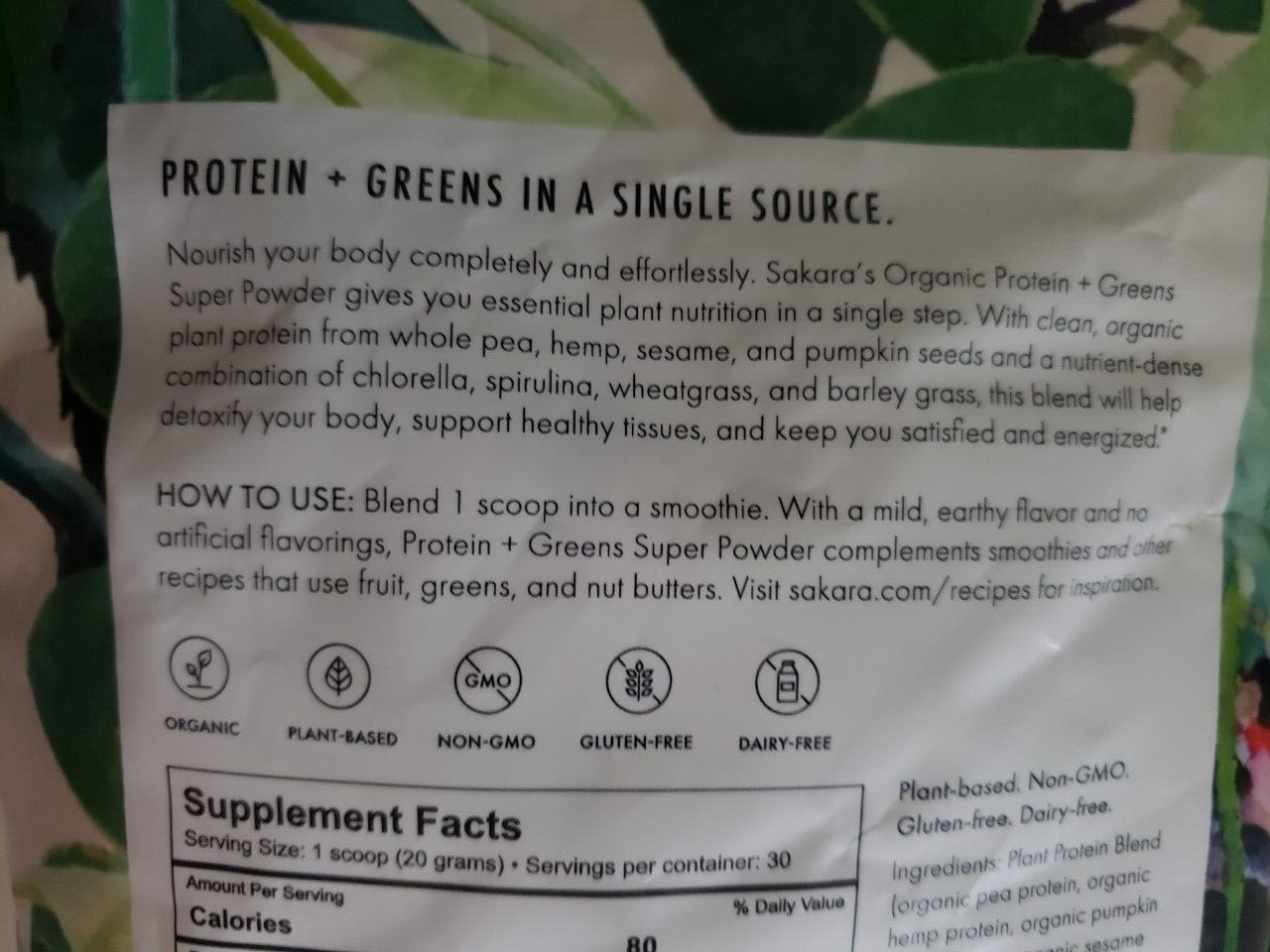 Sakara ORGANIC Protein + Greens Super Powder 21.16 oz 30 Serv Exp 5/2024 نقاش21