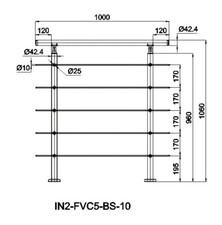 Stainless Steel Handrail for steps with 5 Cross bars Stairs Balustrade Grab Rail