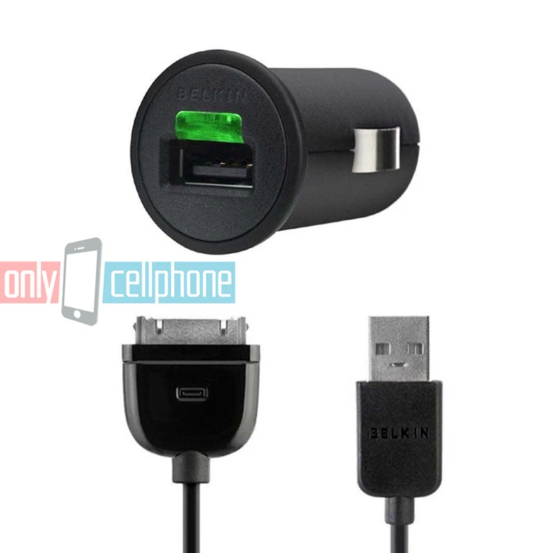 Belkin Car Charger 30-Pin USB Data Sync/Charger Cable for Apple iPad 1 2 3 - Image 2 of 4