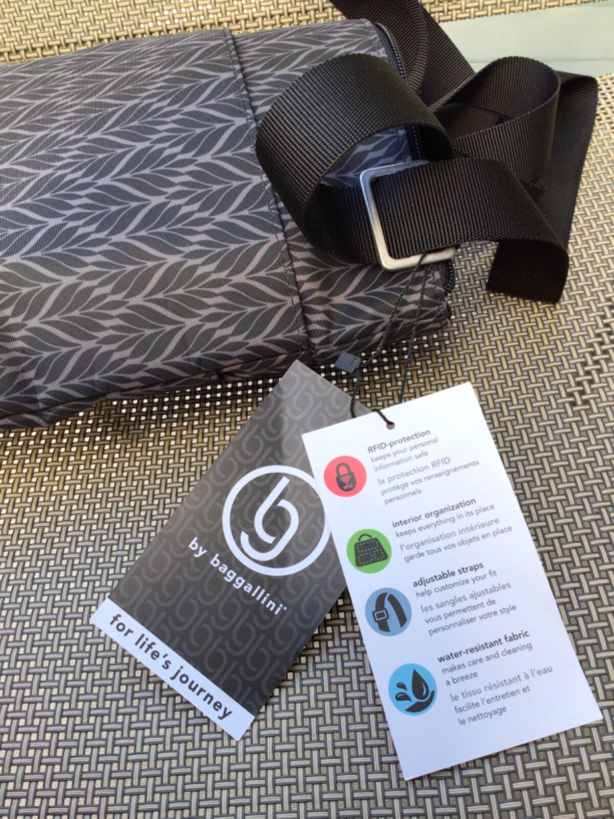 NWT BG by Baggallini Tucson Crossbody Bag with RFID Black & Gray 69.95