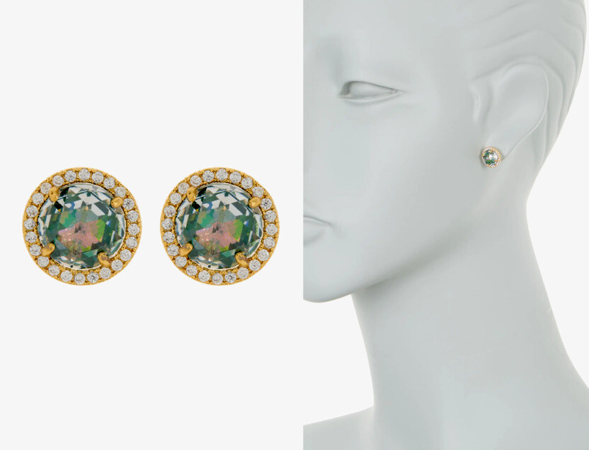 【特価セール】Kate Spade bright cz halo round studイヤリング Kate Spade Bright Ideas CZ Halo Round Stud Earrings, Emerald