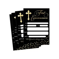 50 Fill In Cross Religious Invitations Black Card Baptism Blessing Invites 50 Fill In Cross Religious Invitations Black Card Baptism Blessing Invites