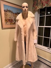 43" Long Full Length Cream Off White Real Mink Fur Coat Xs 0/2 Princess 94" Hem