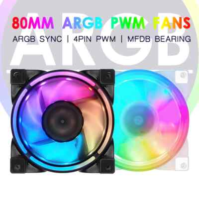 8025 80mm Computer Case Fan Magnetic Bearing ARGB Sync 4Pin PWM 8cm PC Cooling