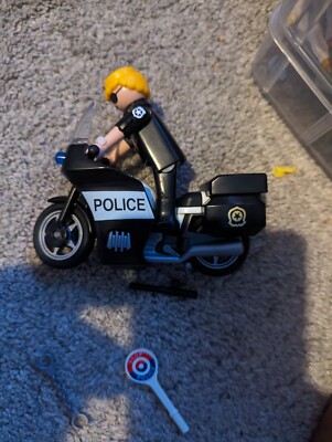 Playmobil Burglar And Police Officer With Motorcycle Motor Bike