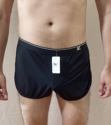 Men's Euro Sheer Side Split Sheer Mesh Unlined Lounge Sleep Shorts Black  Size L