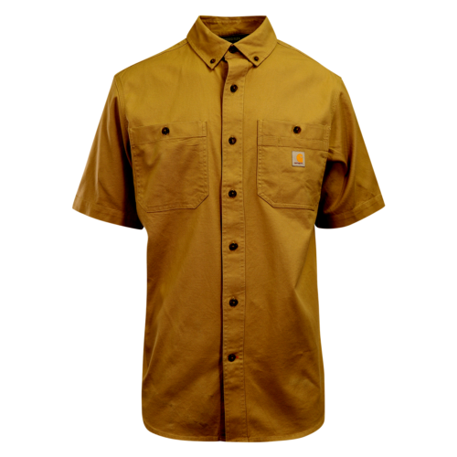 Carhartt Men's Flannel Shirt Tan Rugged Short Sleeve (224) - Afbeelding 1 van 6