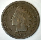 1886 Indian Head Cent Type II 1c US Coin Circulated Good