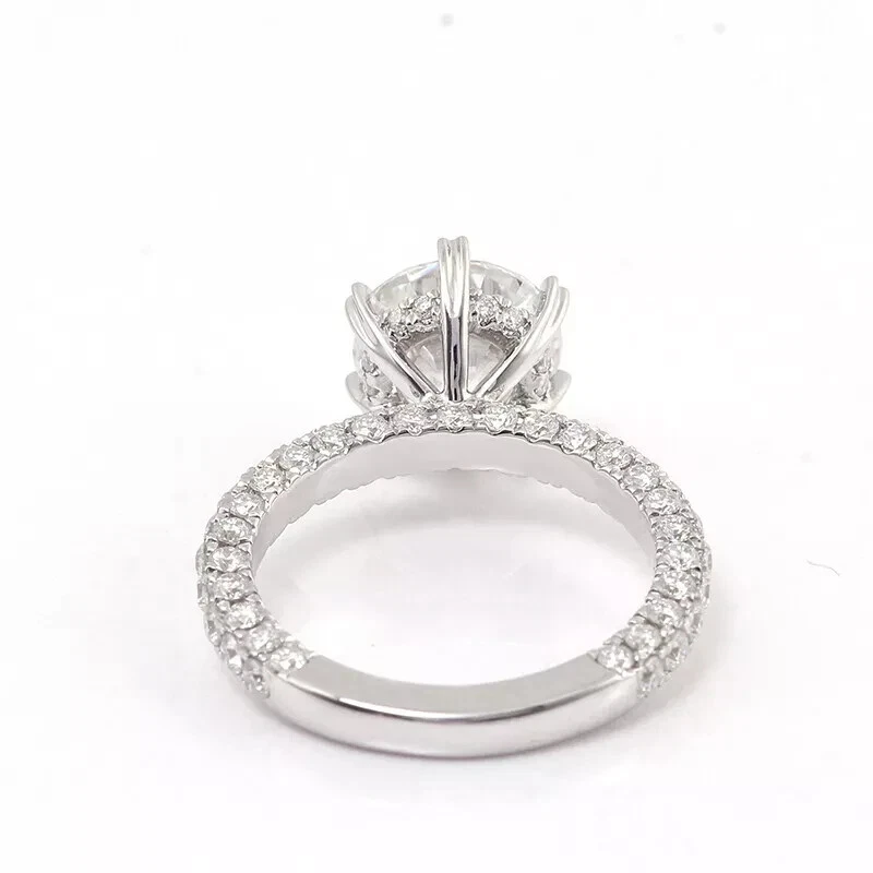 Кольцо с одним круглым бриллиантом 3 карата с акцентами белое золото 14 карат - Изображение 3 из 4