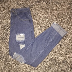 Dark Blue Denim Ripped Jeans Size 8 Perfect Condition Unbranded Ebay