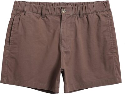 Mens Casual Cotton Shorts 4 Inch Inseam Elastic Waistband Zip Fly Daily Wear