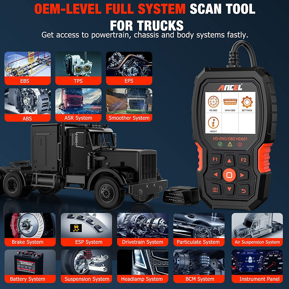 ANCEL HD601 All System HD Diesel Heavy Duty Truck Diagnostic Scanner