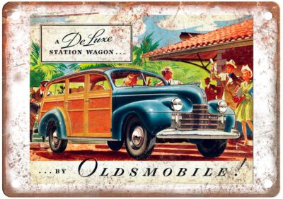 1940 Oldsmobile Station Wagon Vintage Ad Retro Look Metal Sign A4887