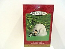 HALLMARK KEEPSAKE ORNAMENTS  FROSTY FRIENDS - SET OF TWO WITH DISPLAY PIECE