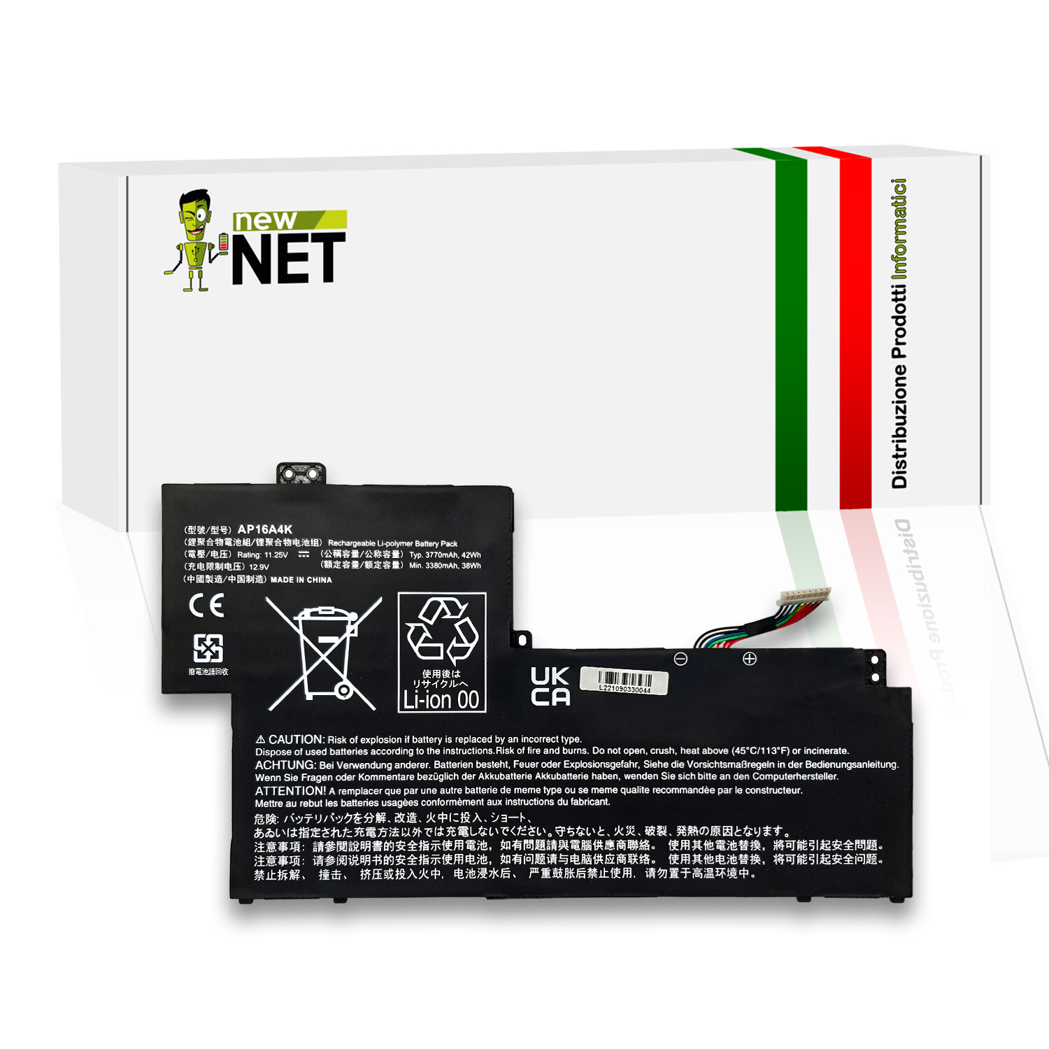 Batteria compatibile Acer Aspire One Cloudbook 11 AO1-132-C3T3 11.25V 3770mAh