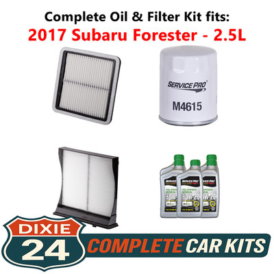 Fits: 2017 Subaru Forester 2.5L Complete Oil, Air & Cabin Filter Kit (0W-20)