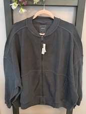 Aerie Full Zip Crewneck Sweatshirt-NWT-Gray-oversized Medoum-PTP30 Length25