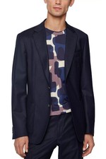 Hugo Boss Mens Hanry Slim Fit Wool Flannel Sport Coat 40 Regular Navy NWOT  595