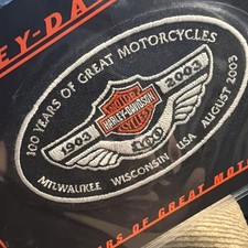 Harley Davidson "100 ANNI DI GRANDI MOTO" Patch Ovale 1903 - 2003 NUOVO