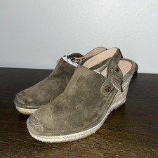 VERONICA BEARD SEKI Green SUEDE SLINGBACK ESPADRILLES WEDGES Sz 6 USED ONCE  