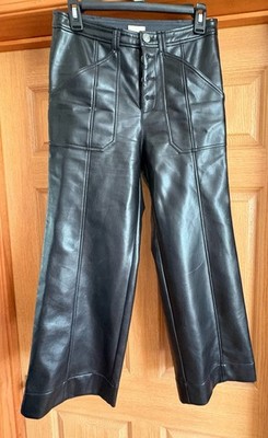 Cinq à Sept Womens Faux Leather High Rise Wide Leg Pants Black Size 4