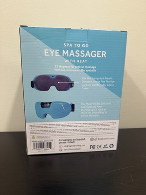 Bliss Eye Massager w/ Heat White Color Spa To Go 22 Magnets for Relaxation