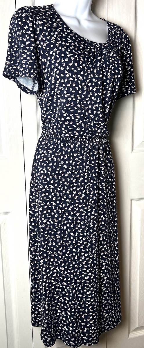 BODEN Dress Floral Evangeline Jersey Knit Blue White Red Short Sleeves Sz 8  Long | eBay