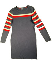 Tommy Hilfiger Sweater Dress Womens Small Navy Red Stripe Knit Long Bodycon