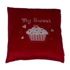 Grand Imagination Red Applique Sweet Cupcake Throw Pillow Love Accent Cushion
