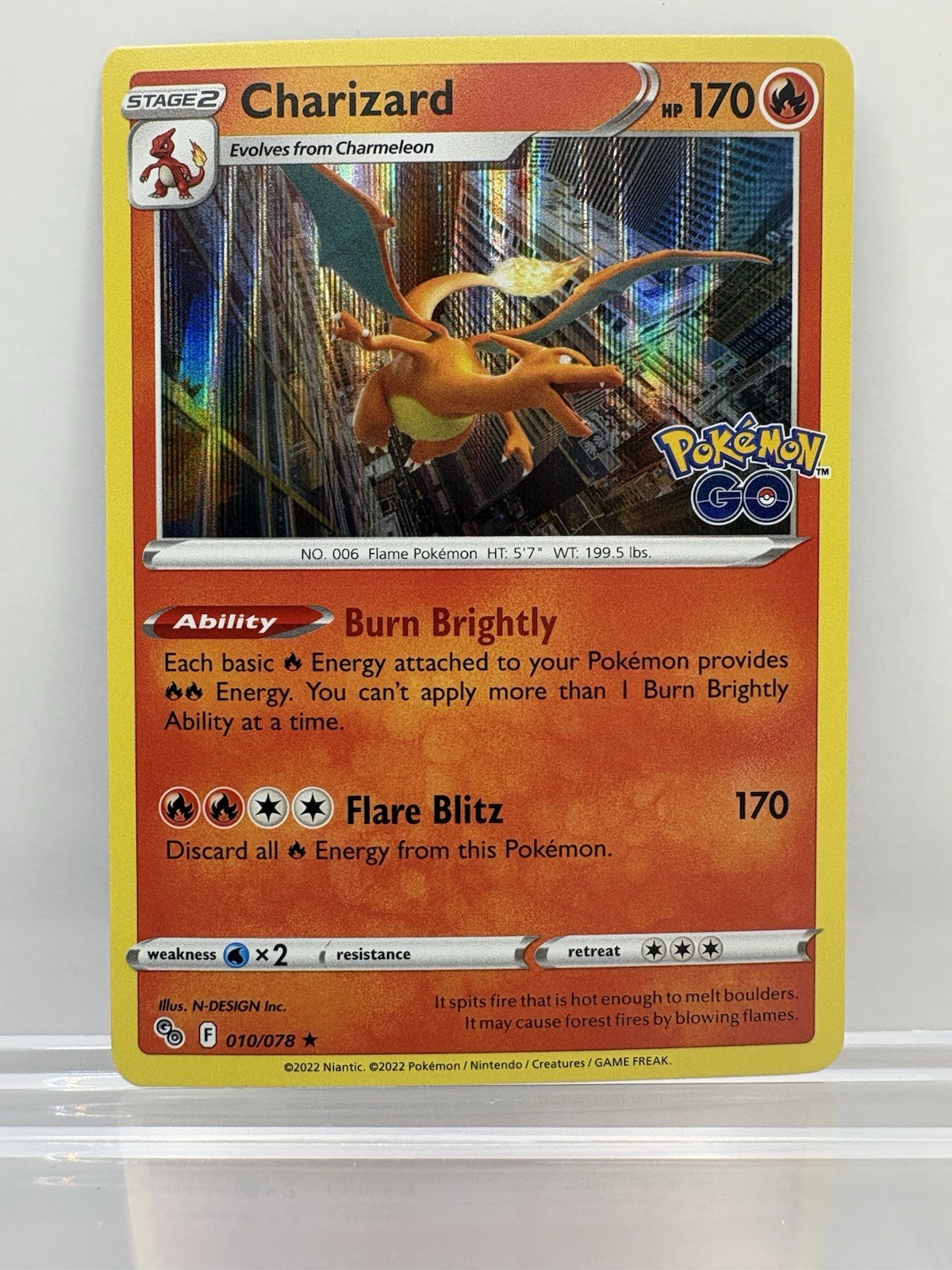 Charizard 010/078 Pokémon GO Holo NM