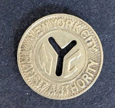 New York City Subway Token NYTA Large Y Cutout, 1970-1980 solid brass