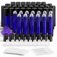 Essential Oil Roller Bottles 48 Pack 10ml Cobalt Blue Glass Empty Bottles wit...