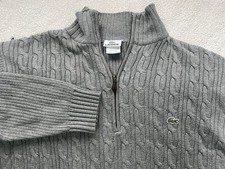 Lacoste Fisherman Knit Wool Blend 1/2 Zip Sweater Mens 7 Pullover Outdoor Prep
