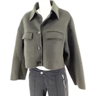 NANUSHKA Women's Cropped Jacket M Wool Silk Black Oversized Coat BO