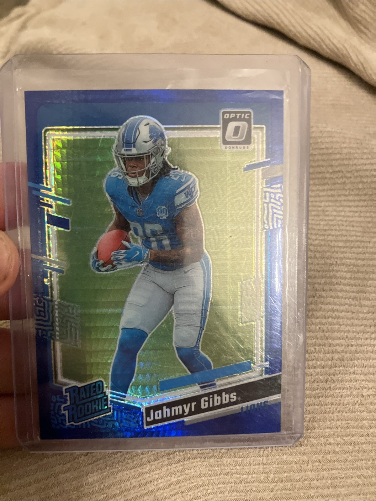 2023 Panini Donruss Optic - Rated Rookie Jahmyr Gibbs #236 Blue Hyper Prizm (RC)