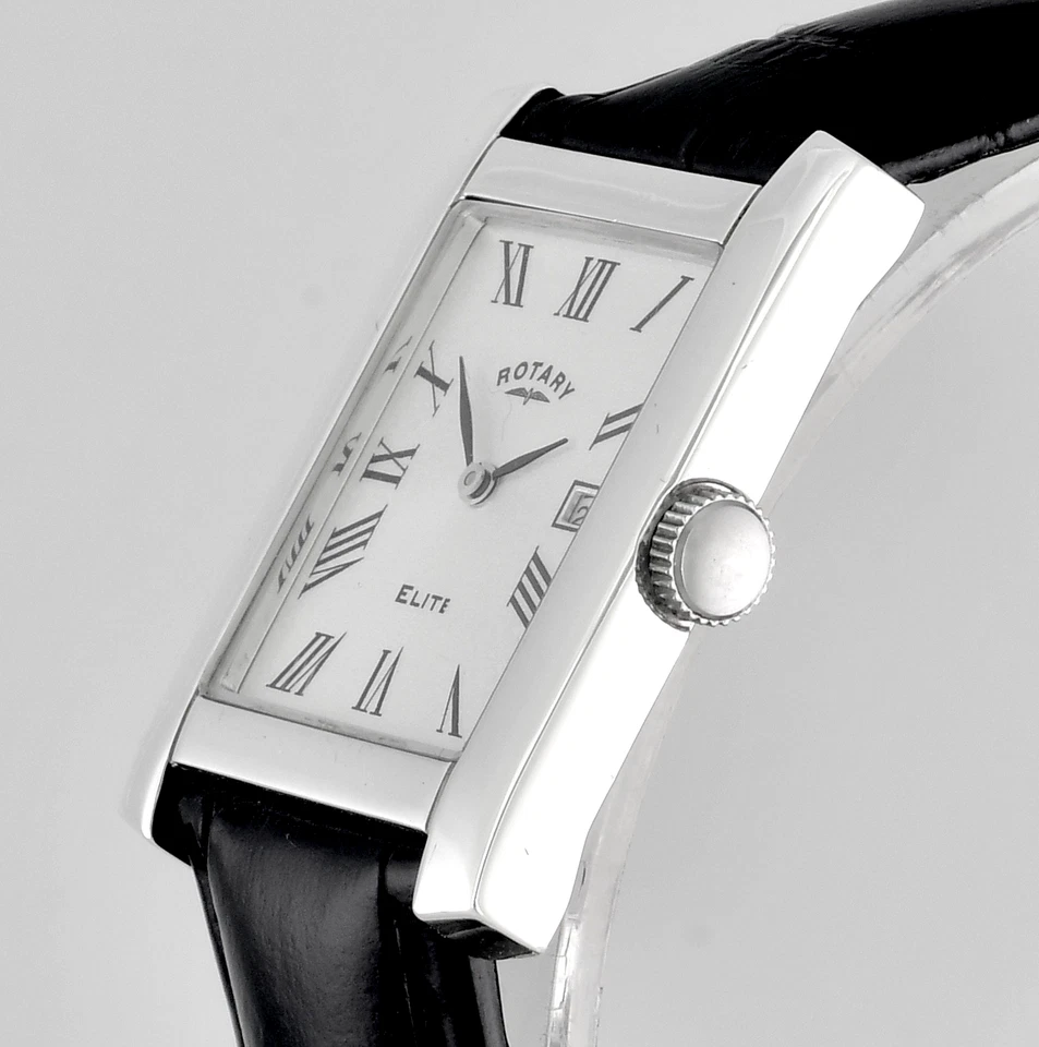 Vintage ROTARY Elite Sterling Silver  All Swiss Mens Wrist Watch - - Image 4 of 4