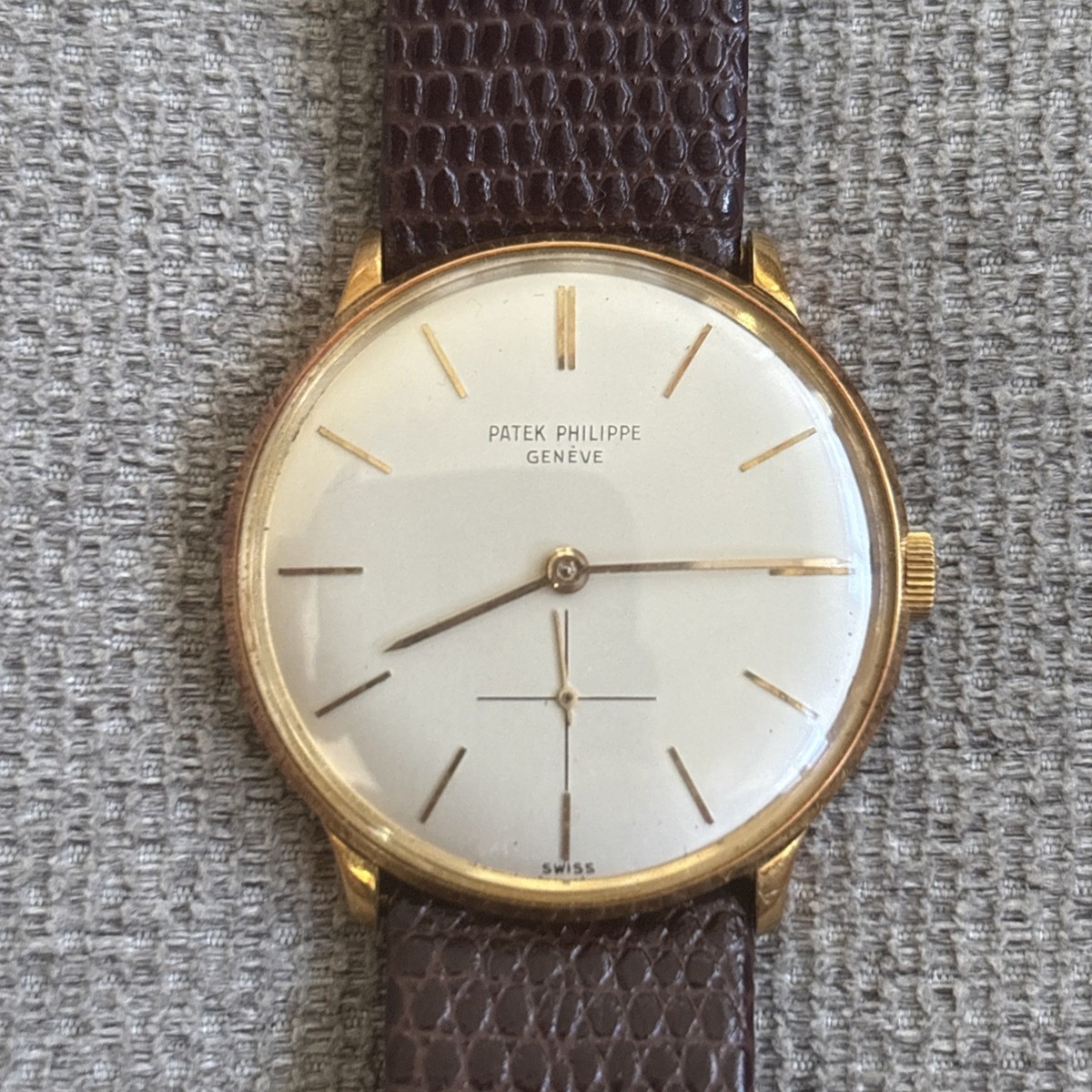 T*o様 PATEK PHILIPPE 18K 750 手巻き時計 本体 356 Patek Philippe 1960s Calatrava 2573 18K Gold Watch Brown Lizard