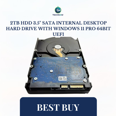 2TB HDD 3.5'' SATA Internal Desktop Hard Drive with Windows 11 Pro 64bit UEFI