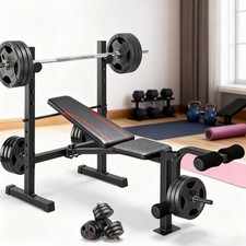 600LBS 8in1 Multi-Function Weight Bench with Squat Rack Adjustable for Home Gym