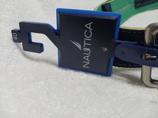Cinturón Nautica Para Hombre Talla 40 Azul Marino Interior Verde Logo Plateado Hebilla Nylon