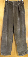 VINTAGE 70's 80's RALPH LAUREN Brown Corduroy Pants Cuffs, High Rise Waist 26  