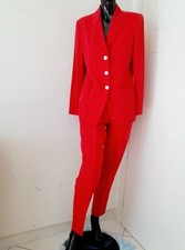 LA SPORT Tailleur/Completo rosso Giacca+pantaloni vita alta,  tg.M donna Anni 90