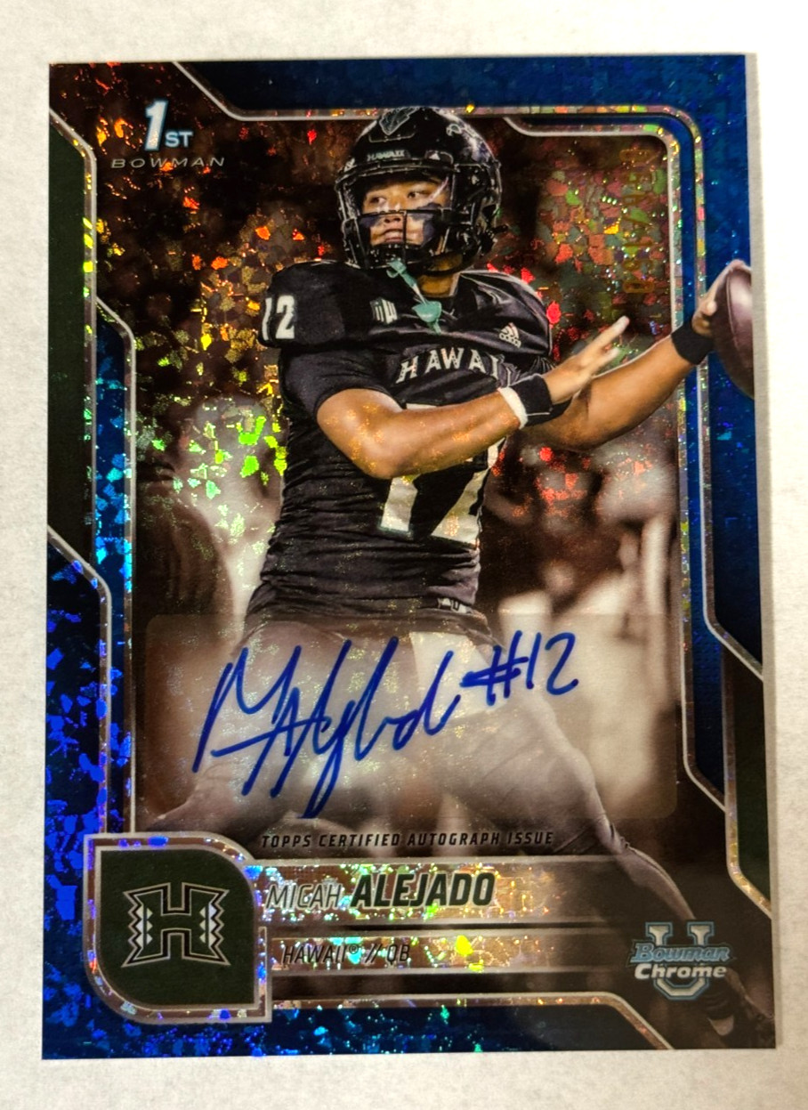 Micah Alejado Auto /150 Blue Mini-Diamond 1st 2025 Bowman University Chrome