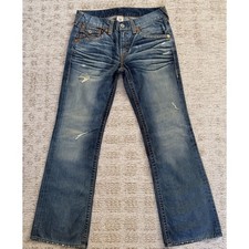 True Religion Billy Big T Distressed Jeans Mens 34 Blue Made In USA Y2K