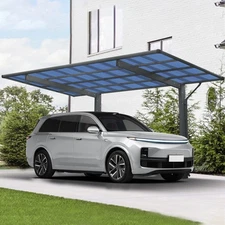 Outdoor Carport Single Carport with Metal Frame & Polycarbonate Panels for Car