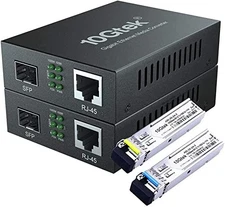 a Pair of Gigabit Ethernet Bidi Media Converter, SingleMode Single LC Fiber t...