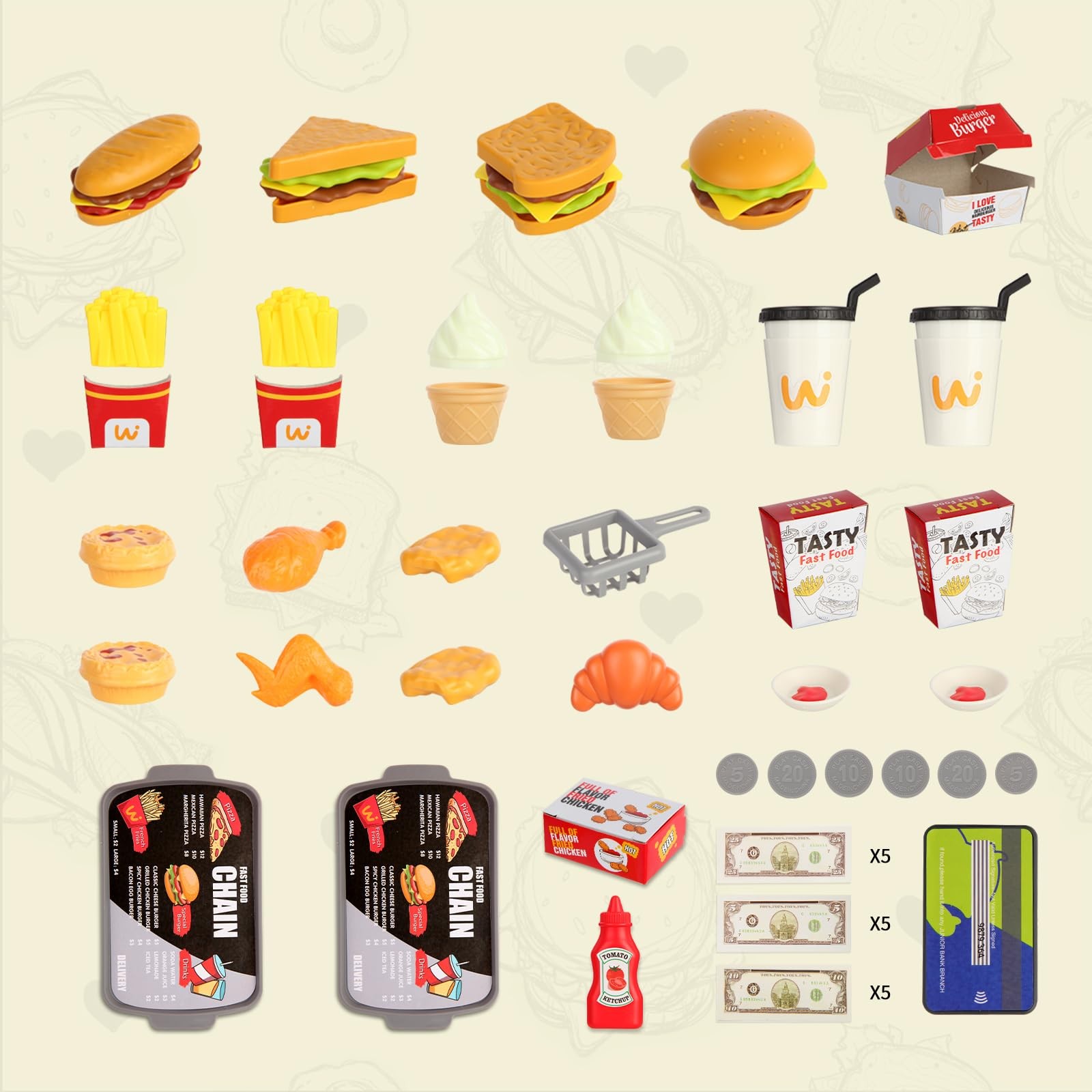 как выглядит Pretend Play Food Toy for Kids Kitchen with Cash Register, Coffee Maker, 71 Pcs фото