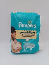 Pampers Swaddlers Preemie Diapers Size P 6 lbs 27 Count Soft Diapers