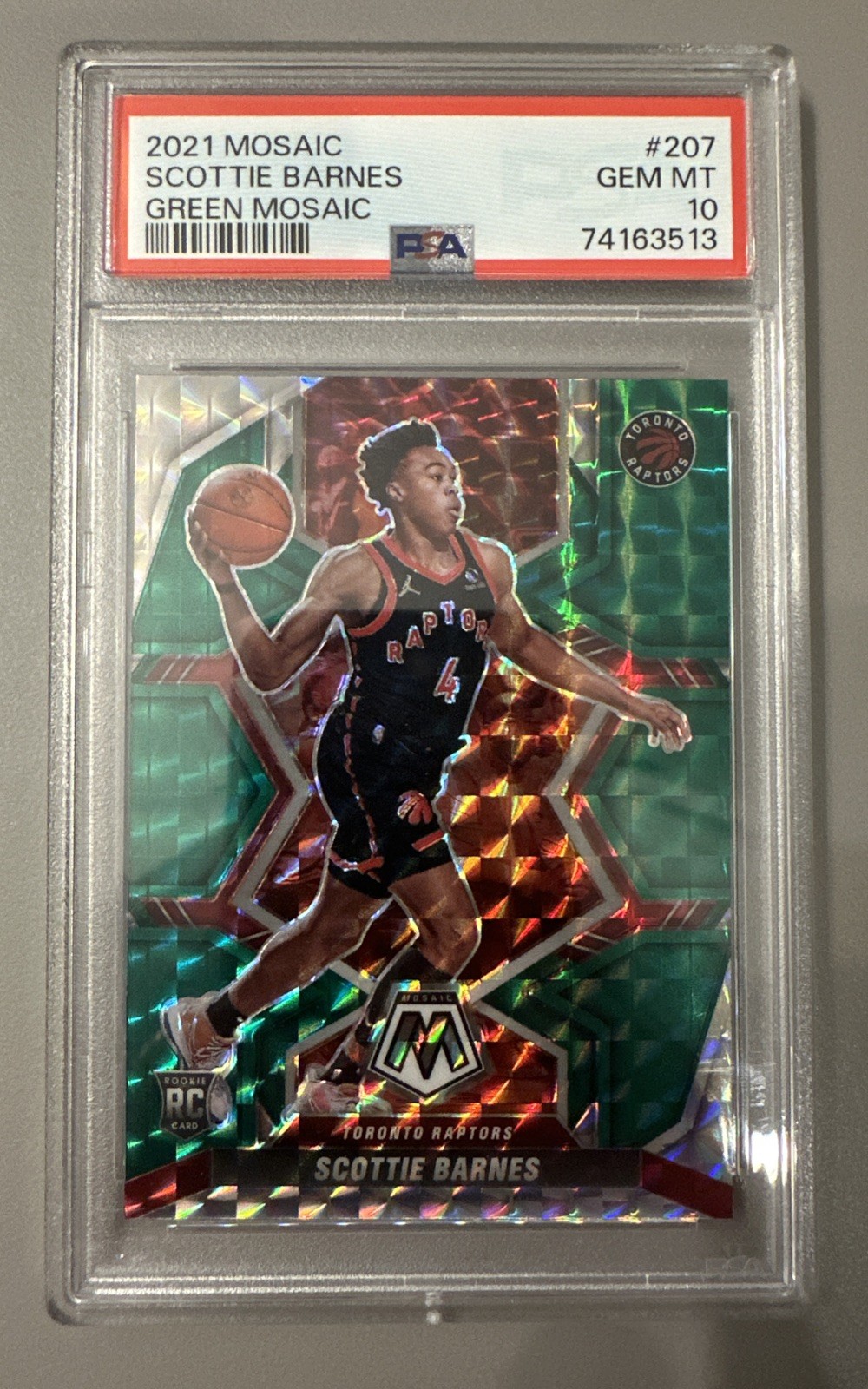 2021-22 Panini Mosaic - Rookies Scottie Barnes #207 Green Mosaic Prizm (RC)