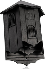 Wooden Castle Bat House for Outdoors - Lg 3 Chamber Bat House Weatherproof Black